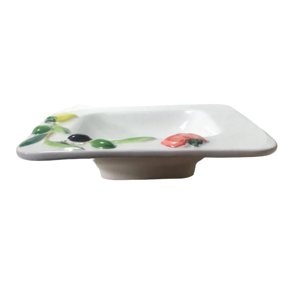 Vintage Ortoconserviera Olive Pickle Relish Dish Hand Painted Olives Veg Italy - Picture 3 of 7